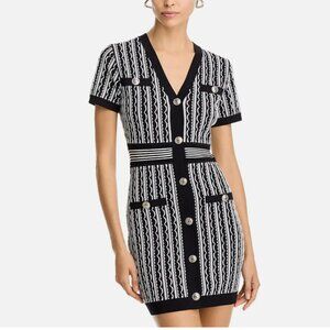 NEW! 2025 MILLY Scallop Textured V-Neck Knit Mini Dress Size Medium